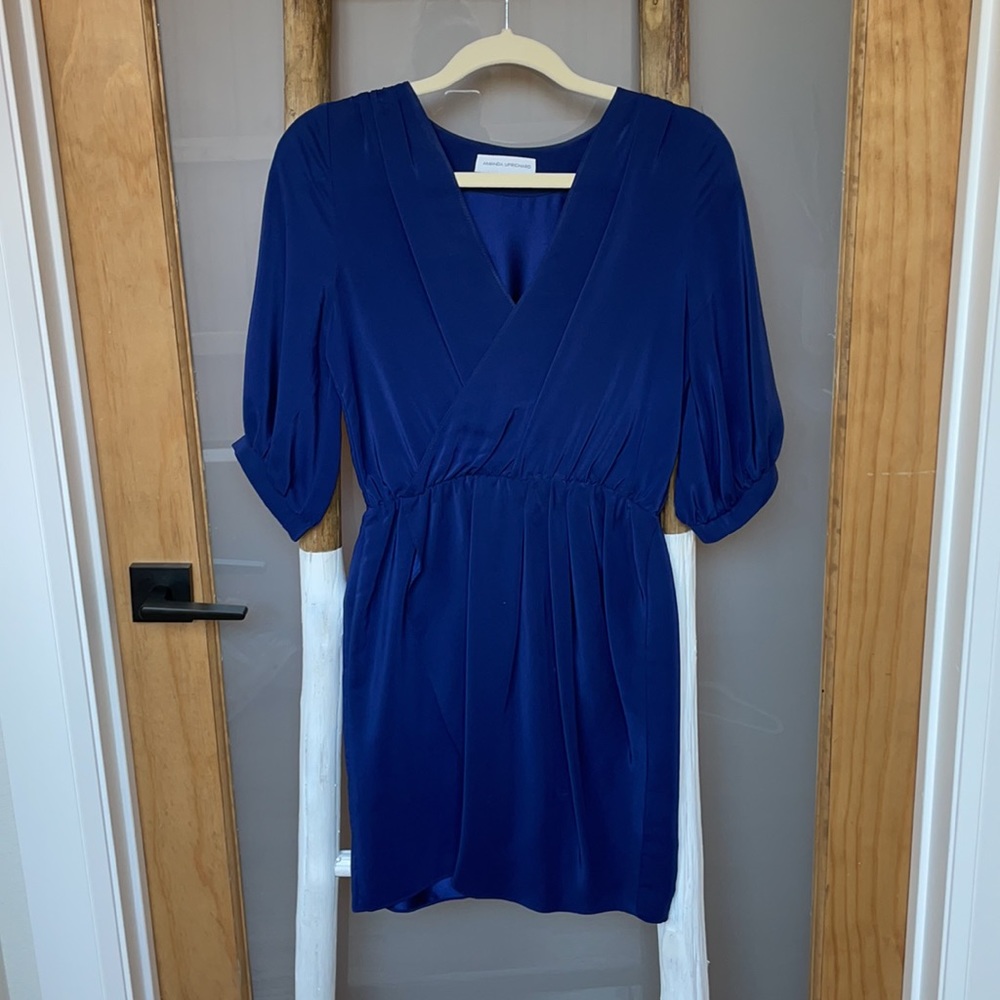 Amanda Uprichard Navy Silk Wrap Dress
